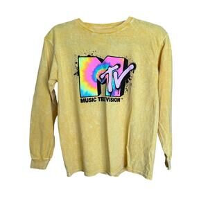 MTV Goldenrod Yellow Long Sleeve T Shirt L NWT